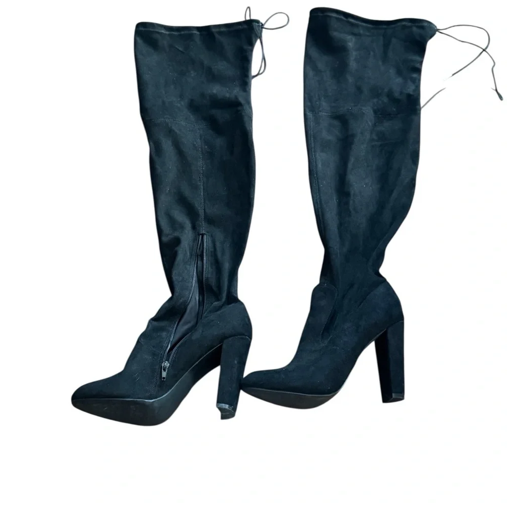 JustFab Philipa Sleek Black Over-the-Knee Boots Sz 11